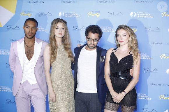 Benjamin Douba Paris, Catherine Davydzenka, Frederic Diefenthal et Lou Ladegaillerie sur le tapis bleu du photocall de la soirée du 62ème Festival de Télévision de Monte-Carlo, à Monaco, le 17 juin 2023. © Denis Guignebourg/BestImage