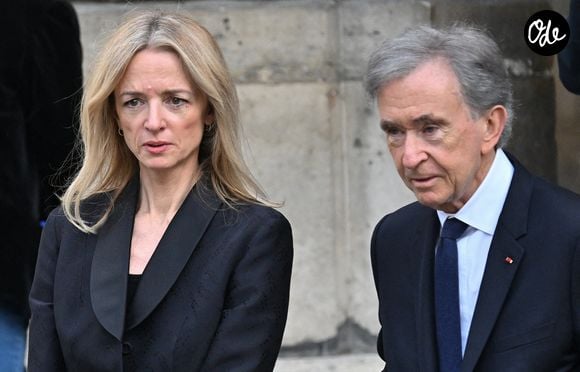 Delphine Arnault et Bernard Arnault à la basilique Sainte-Clotilde à Paris (7e) le 12 juin 2026. L’ancienne première dame de France est décédée le 5 juin 2026 à l’âge de 93 ans. 
© Jacovides / Liewig / Bestimage