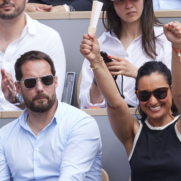 Thomas Pesquet, Amina Sabeur (Directrice générale de la French American Foundation France) dans les tribunes de la finale Dames des Internationaux de Tennis de Roland Garros à Paris le 8 juin 2024.

© Jacovides-Moreau/Bestimage