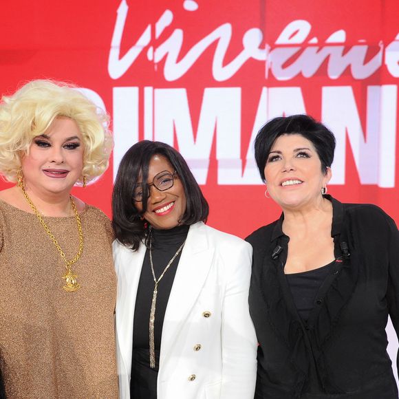Exclusif - Zize, Elisabeth Moreno et Liane Foly lors de l'enregistrement de l'émission Vivement dimanche au studio Rive Gauche, presentée par Michel Drucker, diffusion sur France 3 le 2 février 2025. © Guillaume Gaffiot/Bestimage