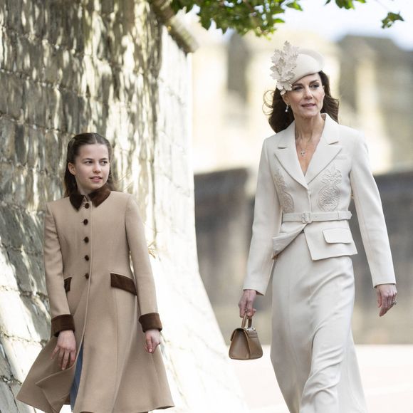 La princesse Catherine (Catherine "Kate" Middleton, princesse de Galles), la princesse Charlotte (La princesse Charlotte de Galles), la messe traditionnelle de Pâques à la chapelle Saint-Georges à Windsor, Royaume-Uni, 5 avril 2026. Dana Press / Bestimage