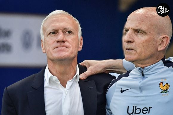 La Fédération française de football souhaitait rendre hommage à Didier Deschamps avant France-Norvège, mais la FIFA s'y est opposée.

Le sélectionneur de l'équipe de France de football, Didier Deschamps, et l'entraîneur adjoint français, Guy Stephan, observent la présentation des équipes avant un match amical entre la France et le Luxembourg au stade Saint-Symphorien de Metz, le 5 juin 2024. 

Photo de Firas Abdullah/ABACAPRESS.COM