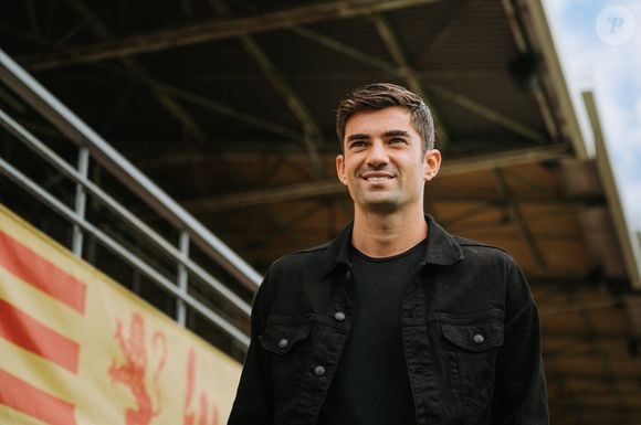 Conférence de presse d'Enzo Zidane, milieu de terrain de 26 ans, fils aîné de Zizou, pour officialiser son arrivée en Ligue 2 BKT dans le club de football de Rodez Aveyron, dont son père est actionnaire depuis 2012. Rodez, France, le 30 juin 2021. Photo by Tourneret/ANDBZ/ABACAPRESS.COM