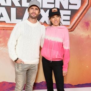 Philippe Lacheau et Elodie Fontan assistent au gala européen de Marvel Studios Guardians of the Galaxy. Vol 3 au Marvel Avengers Campus à Disneyland Paris le samedi à Disneyland Paris le 22 avril 2023 à Paris, France. Photo by Laurent Zabulon/ABACAPRESS.COM