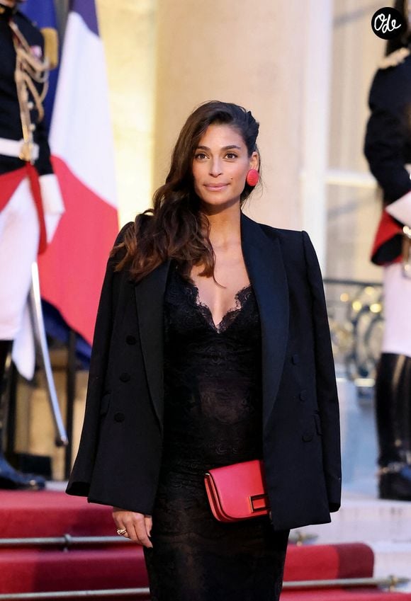 Tatiana Silva arrivant au dîner d'état au palais de l'Elysée à Paris en l'honneur de la visite du roi et de la reine de Belgique en France le 14 octobre 2024.

© Dominique Jacovides / Bestimage