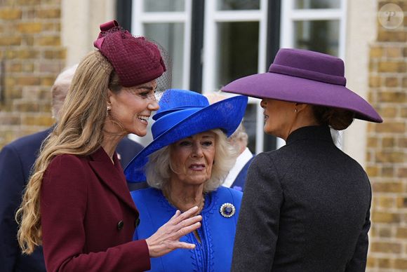 La princesse de Galles, la reine Camilla et la première dame Melania Trump au château de Windsor à Windsor, Berkshire, Angleterre, Royaume-Uni, le 17 septembre 2025.  © Chown Aaron/PA Photos/ABACA