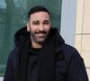 Exclusif - Adil Rami à la sortie des studios de RTL à Neuilly-sur-Seine, France, le 10 janvier 2025. © Bestimage