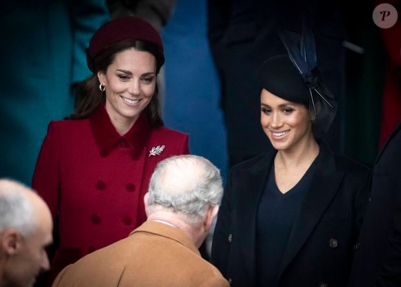 Catherine Kate Middleton, duchesse de Cambridge, Meghan Markle, duchesse de Sussex -  La famille royale assiste à la messe de Noël à Sandringham le 25 décembre 2018.