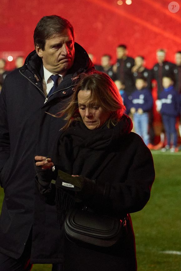 Valérie Narjissi - Hommage à Medhi Narjissi, disparu cet été lors d’un stage en Afrique du sud, lors du lancement du Tournoi des Six Nations opposant la France au Pays de Galles, au Stade de France, à Saint-Denis, Seine Saint-Denis, France, le 31 janvier 2025. © Cyril Moreau/Bestimage