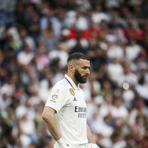 Karim Benzema très ému lors de son dernier match avec le Real Madrid au stade Santiago Bernabeu, le 4 juin 2023.