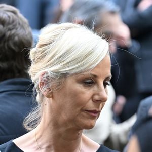 Laurence Ferrari - Sorties des obsèques de Nonce Paolini en l'église Saint-Honoré-d'Eylau, 66 bis, avenue Raymond-Poincaré à Paris, France, le 23 juillet 2024.