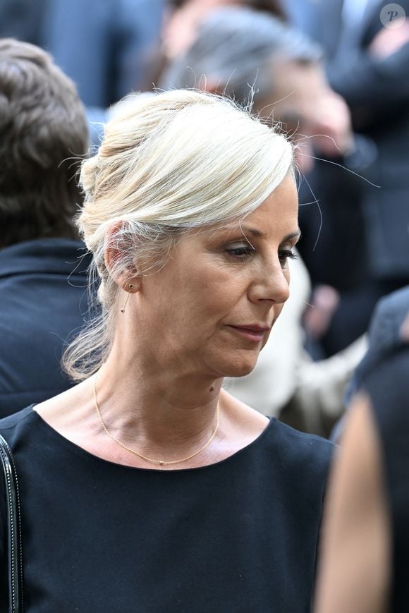 Laurence Ferrari - Sorties des obsèques de Nonce Paolini en l'église Saint-Honoré-d'Eylau, 66 bis, avenue Raymond-Poincaré à Paris, France, le 23 juillet 2024.