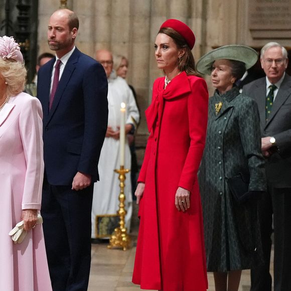 Le roi Charles III d'Angleterre et Camilla Parker Bowles, reine consort d'Angleterre, Le prince William, prince de Galles, et Catherine (Kate) Middleton, princesse de Galles, La princesse Anne, - La famille royale d'Angleterre célèbre le 76ème Commonwealth Day à l'abbaye de Westminster à Londres le 10 mars 2025. Julien Burton / Bestimage