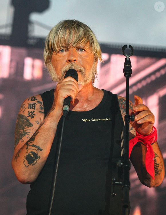 Le chanteur français Renaud Séchan, plus connu sous le nom de Renaud, se produit lors du festival de musique "Les Déferlantes Sud de France" le 8 juillet 2017 à Argelès-sur-Mer, près de Perpignan, dans le sud de la France. Photo Abaca