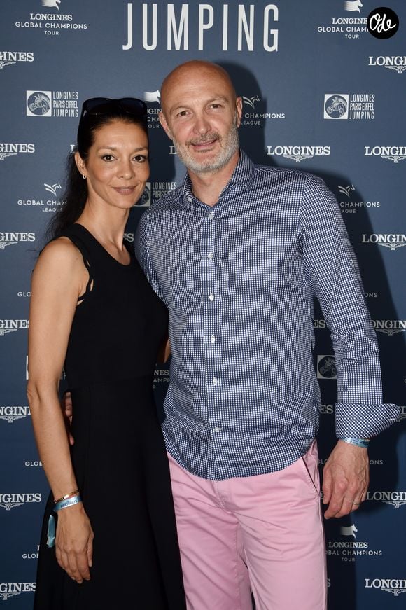 Exclusif - Frank Leboeuf et sa femme Chrislaure Nollet - Photocall du Longines Paris Eiffel Jumping au Champ de Mars à Paris, le 6 juillet 2018. © Veeren/Borde/Bestimage