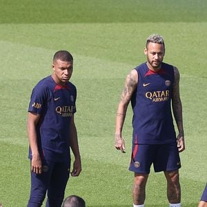 Neymar JR, Kylian Mbappe à un entraînement du Paris Saint-Germain le 20 juillet 2023. Photo by Nasser Berzane/ABACAPRESS.COM