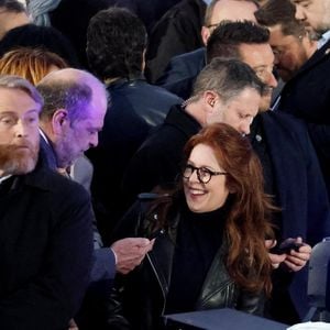Eric Dupond-Moretti et Isabelle Boulay - Le président Emmanuel Macron prononce un discours au Champ de Mars le soir de sa victoire à l'élection présidentielle le 24 avril 2022.

© Dominique Jacovides / Bestimage