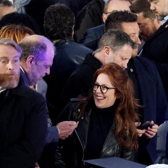 Eric Dupond-Moretti et Isabelle Boulay - Le président Emmanuel Macron prononce un discours au Champ de Mars le soir de sa victoire à l'élection présidentielle le 24 avril 2022.

© Dominique Jacovides / Bestimage