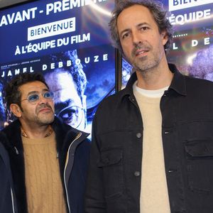 Exclusif - L'humoriste et acteur Jamel Debbouze et le réalisateur Tristan Séguéla au cinéma CGR-Villenave-d'Ornon en Gironde - France, pour l'avant-première du film "Mercato", le 14 février 2025. ©Jean-Marc Lhomer/Bestimage.