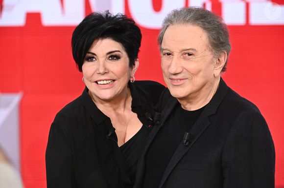 Exclusif - Liane Foly et Michel Drucker  lors de l'enregistrement de l'émission Vivement dimanche au studio Rive Gauche, presentée par Michel Drucker, diffusion sur France 3 le 2 février 2025. 
Guillaume Gaffiot/Bestimage