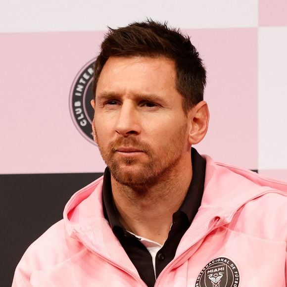 Lionel MESSI assiste à une conférence de presse un jour avant le match amical entre les clubs de football Inter Miami et Vissel Kobe à Tokyo.  © Rodrigo Reyes Marin/ZUMA Press Wire