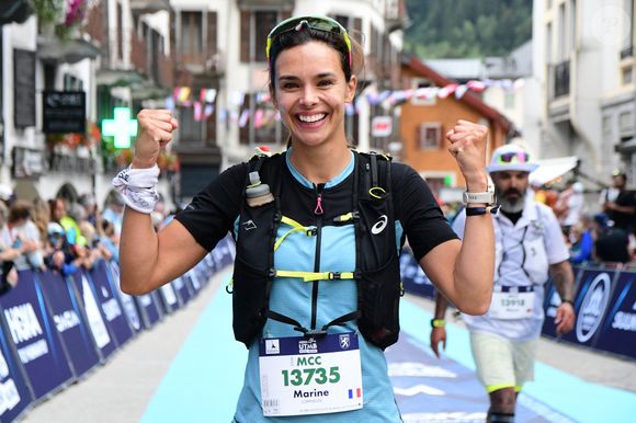 Exclusif - Marine Lorphelin (Miss France 2013) participe et finit la course MCC, 40 kms et 2300m de dénivelé positif, en marge de l'Ultra Trail du Mont Blanc (UTMB) à Chamonix le 26 août 2024.
© Romain Doucelin / Bestimage