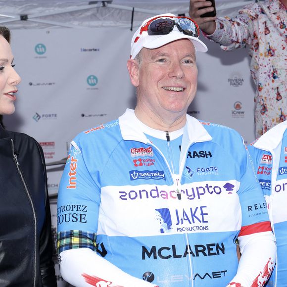 La princesse Charlène de Monaco et le prince Albert II de Monaco - Le prince Albert II de Monaco participe à une randonnée à vélo de Saint-Tropez à la Principauté de Monaco en 4 heures et 15 minutes, au profit de la Fondation de la Princesse Charlène de Monaco le 27 avril 2025. © Claudia Albuquerque/Bestimage