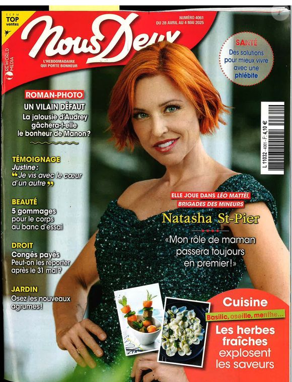 Natasha St-Pier en couverture de "Nous Deux" du 28 avril au 4 mai 2025