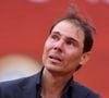 Rafael Nadal a reçu un trophée honorifique et laissé son empreinte pour toujours sur le court central.
Rafael Nadal - Hommage à Rafael Nadal lors des internationaux de France de tennis à Roland Garros le 25 mai 2025.

© Dominique Jacovides / Cyril Moreau / Bestimage