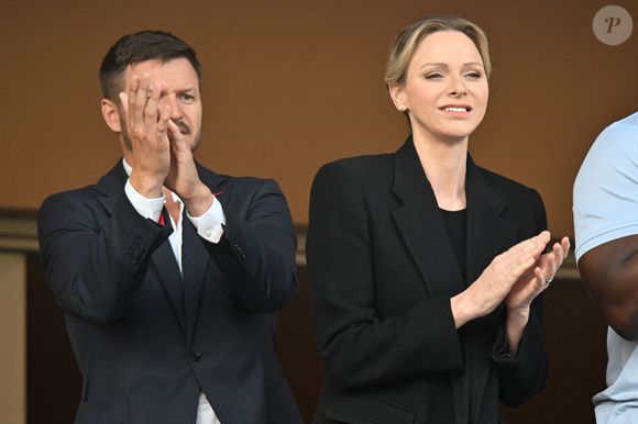 La princesse Charlene de Monaco et le prince Albert II de Monaco ont assisté à la finale de la 13eme éditon du Tournoi Saint Devote de rugby au Stade Louis II de Monaco, le 26 avril 2025. © Bruno Bebert / Bestimage