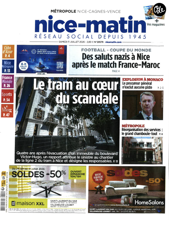 A l'occasion de son passage sur la scène du LAC Festival, à Roquebrune-sur-Argens, il a accordé un entretien à "Nice-Matin" pour parler de sa carrière, mais aussi de sa vie de famille.

La couverture de l'édition du 11 juillet 2026 de "Nice-Matin".