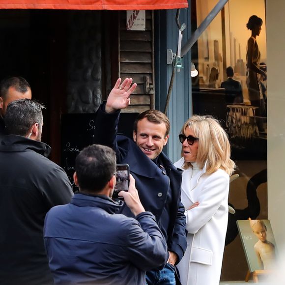 Le président Emmanuel Macron et sa femme Brigitte passent le week-end de la Toussaint à Honfleur, deuxième jour, le 1er novembre 2019.