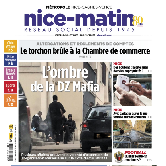 Couverture de "Nice-Matin" du 24 juillet 2025.