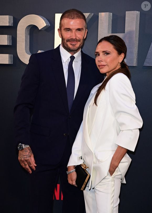 David Beckham et Victoria Beckham à l'avant-première de la série Beckham de Netflix à Londres le 3 octobre 2023. AGENCE / BESTIMAGE