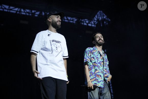 Big Flo et Oli en concert sur la scène du Printemps de Pérouge au château de Saint-exupéry à Saint-Maurice de Rémens le 1er juillet 2023.  
Crédit : Sandrine Thesillat / Panoramic / Bestimage