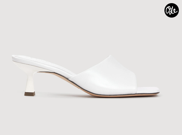 Mules à talon en cuir lisse