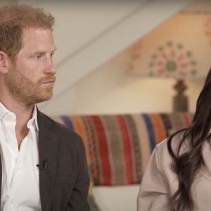 Le prince Harry, duc de Sussex et Meghan Markle, duchesse de Sussex, lors d'une interview pour l'émission CBS News Sunday Morning, diffusée le 4 août 2024. Lors de ce programme, le couple princier a évoqué leurs enfants, Archie Harrison, 5 ans et Lilibet Diana, 3 ans et leur volonté de les protéger des dangers du web.