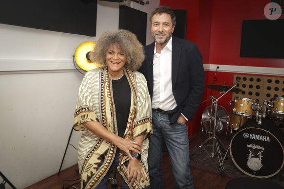 Exclusif - Jocelyne Beroard (chanteuse du goupe Kassav'), Bernard Montiel - Enregistrement de l'émission "OlympiaScope", présentée par B.Montiel et diffusée le 7 juillet sur Olympia TV, une chaîne du groupe Canal+ et en replay sur myCANAL. Le 28 mai 2024 
© Jack Tribeca / Bestimage