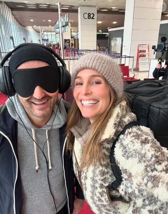 Laury Thilleman avec Cyril Lignac avant le tournage de "Rendez-vous en terre inconnue"