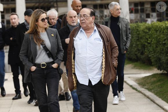 Exclusif - Jacky Jakubowicz, Laure Guibert et Jean-Luc Azoulay - Obsèques d'Emmanuelle Mottaz au crématorium du Père Lachaise à Paris, le 23 mars 2023. 
© Christophe Clovis / Bestimage