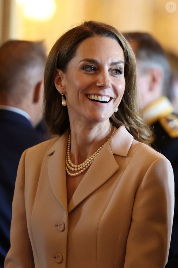 Cérémonie d’accueil à Windsor d'Emmanuel Macron (président de la République Française) et de Brigitte Macron au château de Windsor par le Le roi Charles III d'Angleterre et Camilla Parker Bowles, reine consort d'Angleterre, Le prince William, prince de Galles, et Catherine (Kate) Middleton, princesse de Galles, et visite de la Royal Collection, le 8 juillet 2025. 
© Ludovic Marin / Pool / Bestimage