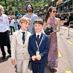 Dimitri Rassam et sa femme Charlotte Casiraghi , Sacha Casiraghi, Raphael Elmaleh - La famille princière de Monaco lors du 80ème Grand Prix de Monaco de Formule 1 à Monaco le 28 mai 2023. © Bruno Bebert/Bestimage