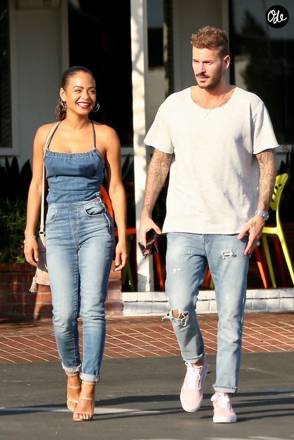 Matt Pokora et sa compagne Christina Milian sont allés déjeuner en amoureux au restaurant Mauro à coté de Fred Segal à West Hollywood. 
Bestimage