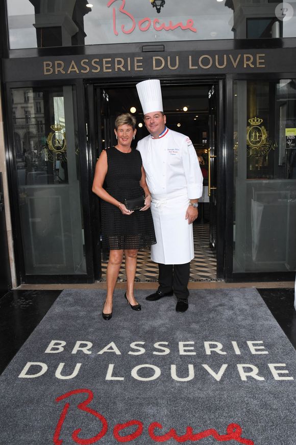 Exclusif - Le chef Christophe Müller et guest lors de la soirée d'inauguration de la brasserie Paul Bocuse dans l'hôtel du Louvre, dans le 1er arrondissement de Paris, France, le 12 septembre 2019. © Coadic Guirec/Bestimage