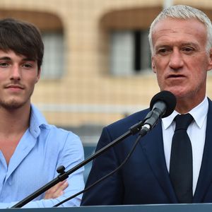 Dylan et son père Didier Deschamps durant l'inauguration du Stade de football Didier Deschamps à Cap d'Ail. © Bruno Bebert / Bestimage