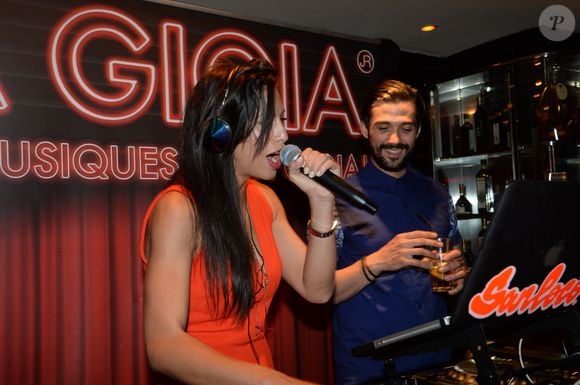 Exclusif - Florent Mothe et Zaho - Florent Mothe et Zaho aux platines du restaurant La Gioia lors de la soirée "Les musiques de la Gioia" à Paris, le 27 mai 2015. Photo par RACHID BELLAK / BESTIMAGE