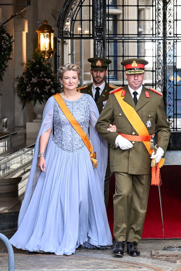 Le Grand-Duc Guillaume de Luxembourg et la Duchesse Stéphanie lors de la cérémonie d'abdication de Son Altesse Royale le Grand-Duc Henri et de l'installation de Son Altesse Royale le Grand-Duc héréditaire Guillaume le 3 octobre 2025. Photo by NL Beeld/Patrick van Emst/Bruno Press/ABACAPRESS.COM