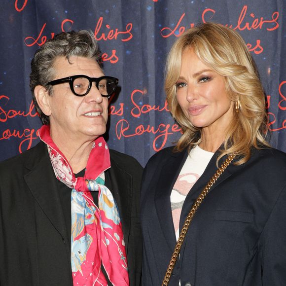 Exclusif - Marc Lavoine (co-producteur du spectacle) et sa compagne Adriana Karembeu lors de la générale du spectacle musical "Les Souliers Rouges" au Casino de Paris, le 24 janvier 2025. © Guirec Coadic/Bestimage