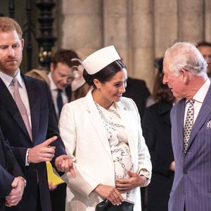 Le duc de Cambridge, le duc de Sussex , la duchesse de Sussex et le prince de Galles alors qu'ils assistent au service du Commonwealth à l'abbaye de Westminster, Londres, Royaume-Uni, lundi 11 mars 2019.  © Richard Pohle/The Times/PA Wire/ABACAPRESS.COM