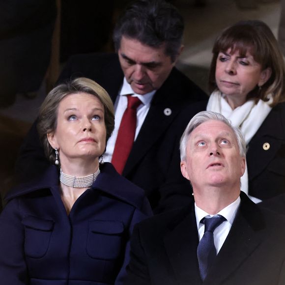 La reine Mathilde de Belgique, Le roi Philippe de Belgique - Cérémonie de réouverture de la cathédrale Notre-Dame de Paris, le 7 décembre 2024. Joyau de l’art gothique, lieu de culte et de culture, symbole universel de la France et de son histoire, la cathédrale de Notre-Dame de Paris rouvre ses portes les 7 et 8 décembre, cinq ans après le terrible incendie qui l’avait ravagée le 15 avril 2019. 
© Dominique Jacovides / Bestimage